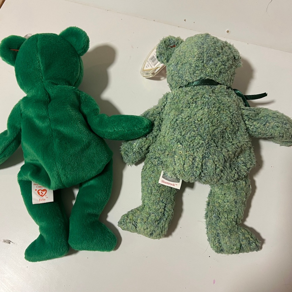 Ty Beanie Babies St Patricks Day Bear Lot Erin Shamrock‎ Clover Luck-e 6pc Set - Picture 11 of 16